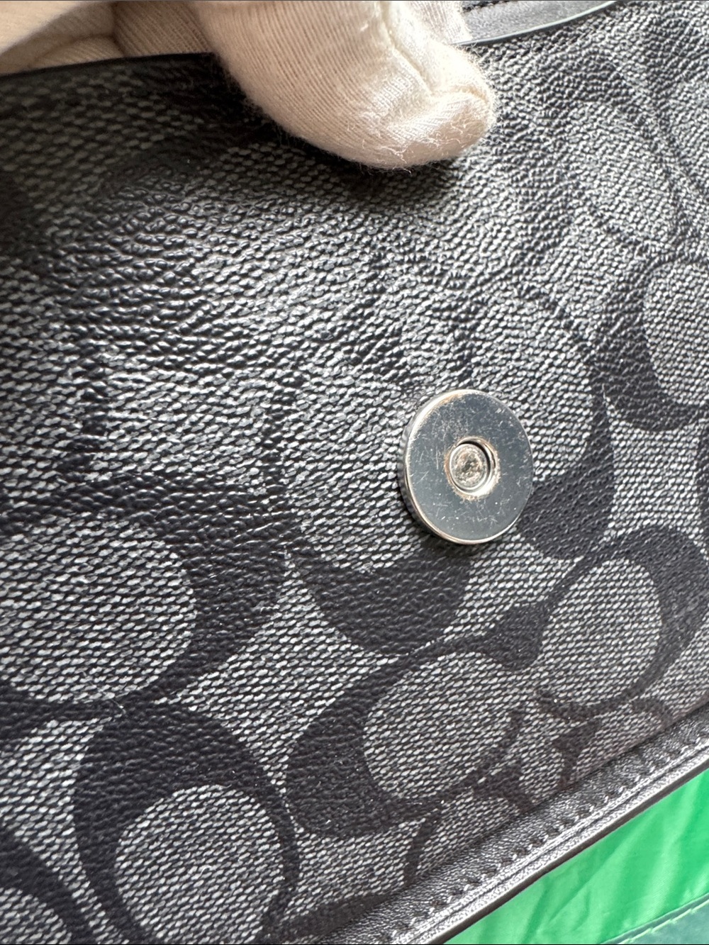 🖤Coach Black Leather 🖤& Signature Canvas Crossbody with Silver Studs - Picture 15 of 17